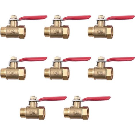Lot de 8 1 4 pouce renforcé laiton Ball vanne Shut arrêt interrupteur mâle et femelle NPT filetage raccord de tuyau (1/5)