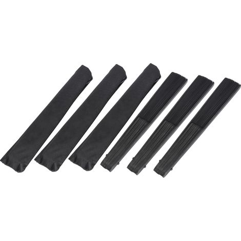 3Pcs Retro Style Handheld Fan Bamboo Folding Fan for Decoration with Sleeve Black (1/5)