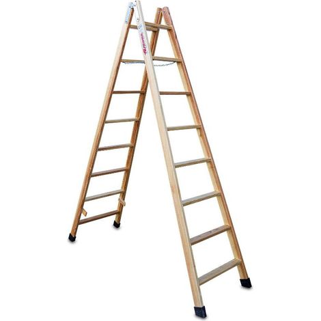 Escalera doble subida de madera Peldaños 7-7 LD07 FARAONE