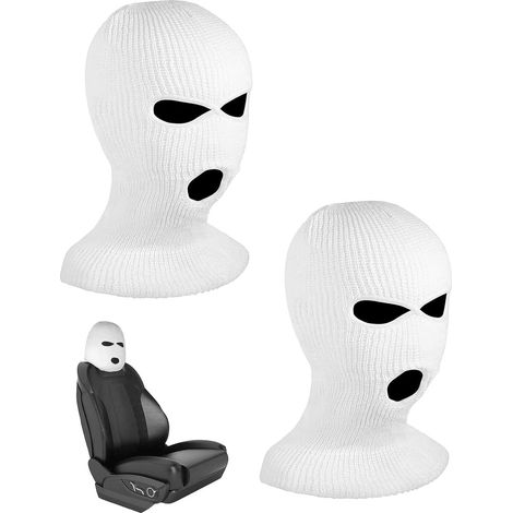 2 pièces Housses D'appuie-Tête De Voiture Amusantes, Masque Facial Personnalisé pour Siège, Chapeau Amusant pour Protection De Siège pour La Plupart des Voitures (Blanc) (1/5)