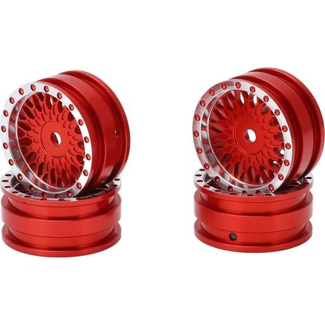 4 Stück Aluminiumfelgen mit Maschenmuster für 1/24 RC-Cars Axial SCX24 AXI90081 AXI00001 Rot (1/3)