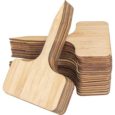 Toddmomy Lot de 50 étiquettes en bambou pour plantes, marqueurs en bois en forme de T, pour plantes potagères et plantes en pot. (1/5)