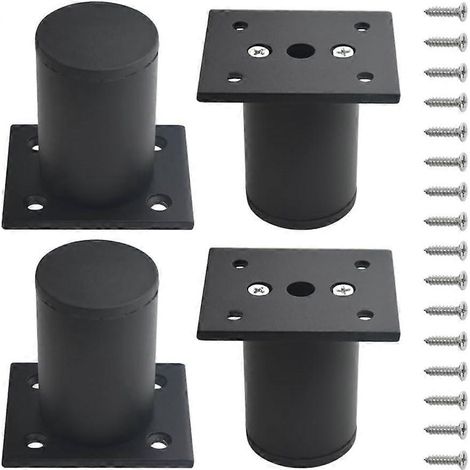 Verstellbare Schrankfüße, 16 Stück, Möbelfüße, 6 cm hoch, 3,8 cm Durchmesser, Aluminiumlegierung, Küchenschränke, verstellbar, Metall, rund, schwarz