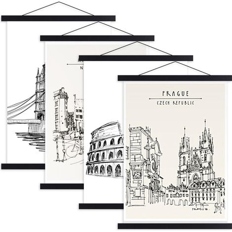 4 Paquets A4 Cadre Photo Magnétique 21 cm, Cadre Poster Porte Affiches 21x30 21x42 Aimanté en Bois Naturel pour Affiche Cadre Magnetique Cadre Affiche Cadre Suspendu (21cm, Noir) (1/5)