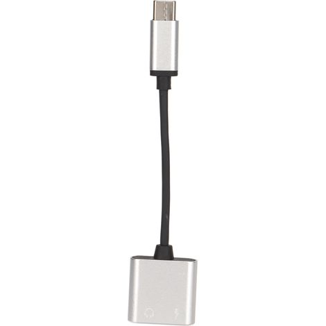 Adaptateur Audio 2 en 1 USB-C vers Jack 3.5mm avec Port de Charge - Mini Convertisseur pour Écouteurs Portable Argenté (1/5)