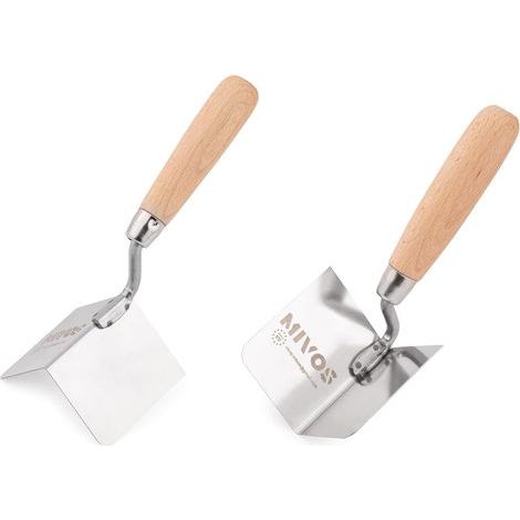 2er-Set Eckkelle – Edelstahl – Für Innen- und Außenputzarbeiten – Holzgriff – 80 x 60 mm (1/5)