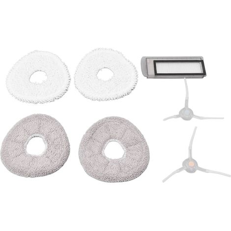 Brosse latérale, écran, lingette de balai blanche et grise, compatible avec le kit d'accessoires pour balayeuse J1 (1/5)