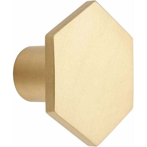 10 Pièces Bouton de Meuble Poignée de Meuble Cuisine Bouton de Porte en Laiton pour Placards Poignee Meuble Hexagone 30mm (1/4)