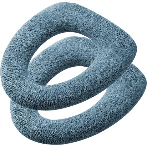Lot de 2 housses de siège de toilette plus épaisses – Tissu doux, épais, extensible, lavable, installation facile, housse de siège de toilette confortable (1/5)