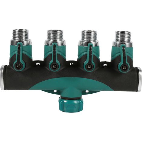 4-Wege-Verbinder für Wasserhahn, Schlauchverteileradapter, Gartenbewässerungsarmatur, Außenbewässerung, 4 Ausgänge (1/5)