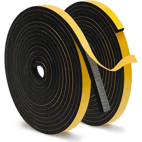 Joint Fenêtre Isolation Joint Porte Mousse Adhésif 6mm x 12mm x 5m Pour l'isolation acoustique et les joints anti froid, antidérapant, bande de caoutchouc anti choc (1/5)