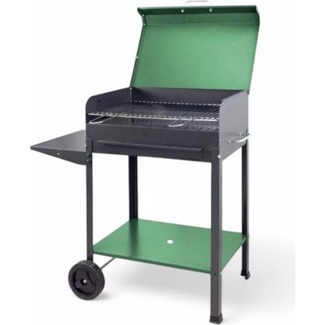Barbacoa de carbón de acero con ruedas y cajón para cenizas extraíble (1/2)