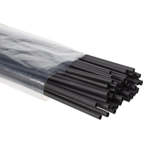 Gaine Thermoretractable - Rapport 2:1 - Diamètre Avant Rétraction 3 2 Mm - Température De Rétraction 90 °C - Noir - 50 Pièces (1/2)