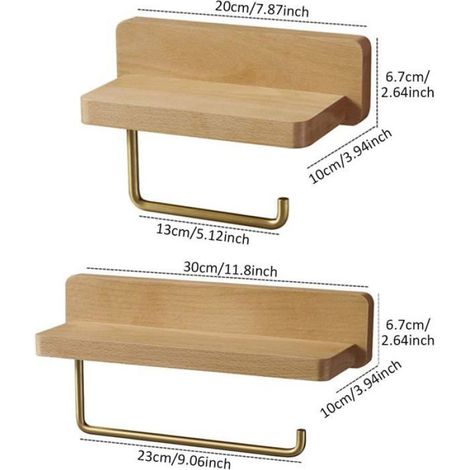 Porte-Papier Toilette - Support Bois avec Étagère Intégrée - Pour Salle De Bain Cuisine WC - 1 Pièce (1/5)