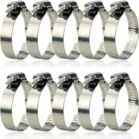 Collier de serrage inox - OKZ - Diamètre réglable 27-51 mm - 10 pièces - Fixation pour tuyaux - Acier inoxydable 304 (1/4)