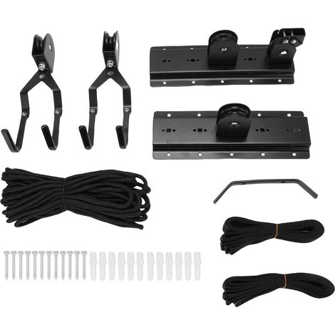 GARRYFIZH Système de levage à poulie pour garage avec capacité de 68 kg (150 lb) et système de rangement robuste pour coffres de rangement, adapté aux plafonds de 3,65 m (12 pi) de hauteur (1/5)