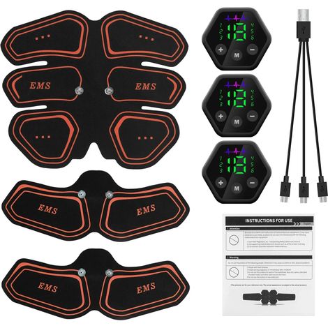 Elektrostimulationsgerät für Bauch und Hüfte mit LCD-Bildschirm und USB-Anschluss für Bauchmuskeltraining, Heimfitness und Körperformung (Formkorsett) 02836-AquaForge