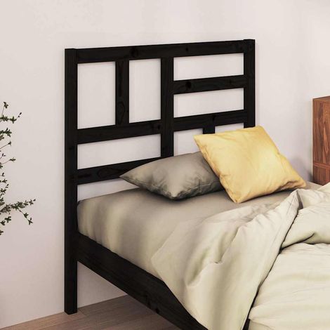 vidaXL Cabecero de cama madera maciza de pino negro 96x4x104 cm (1/5)