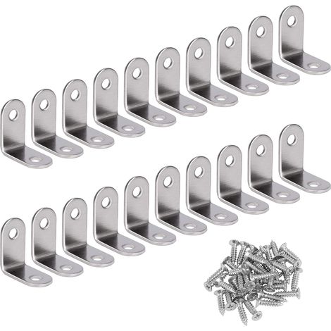 MINKUROW Staffa Ad Angolo Retto In Acciaio Inossidabile Staffa Angolare A 90 Gradi Staffa Angolare A Forma Di L Staffa Di Fissaggio Fornita Con 20 Viti Argento 30 x 30 x 16 Mm (1/5)