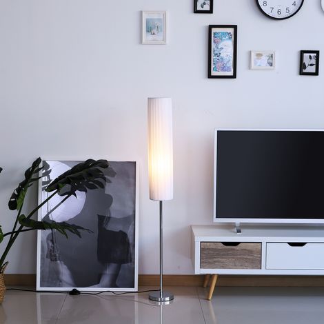 Blanc - Lampe de pied moderne pour chambre étude, salon (2 ampoules E27) Interrupteur à faible consommation avec base en acier inoxydable de