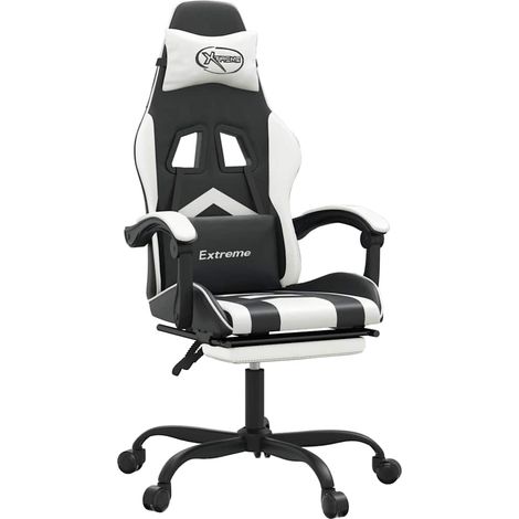 Maison Exclusive - Sedia da Gaming con Poggiapiedi Nero e Bianco in Similpelle (1/5)