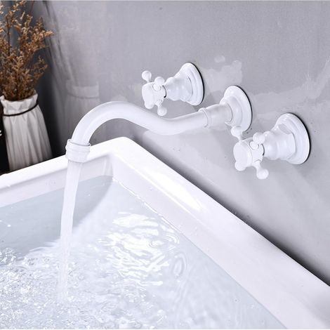 Mischbatterie für heißes und kaltes Wasser aus Messing für an der Wand montiertes Waschbecken