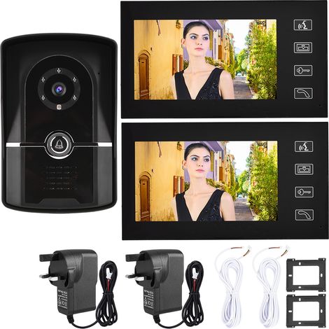 Kit Interphone Vidéo Porte Filaire avec Écran LCD 7", Sonnette d'Entrée Domestique, Système 1V2 806FG12 (110-240V UK) (1/5)