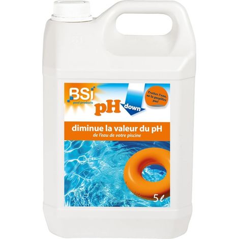 pH moins liquide pour piscine – Diminution rapide du pH – Dosage 20ml pour 1000l – Compatible tous systèmes de filtration – BSI