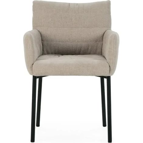 SORA - Lot de 2 chaises pieds en métal noir Beige (1/5)