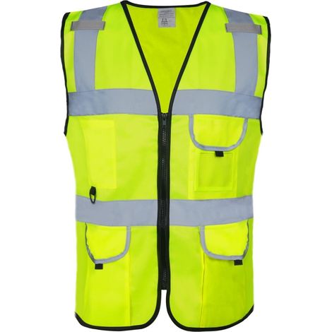 Gilet de sécurité haute visibilité jaune pour homme et femme, grande taille 3XL-4XL (1/5)