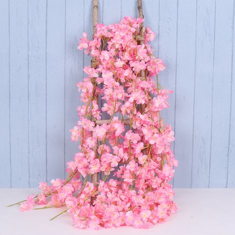 Lot de 4 guirlandes de fleurs de cerisier artificielles de 1,8 m en soie à suspendre pour la maison, un mariage, un jardin, une décoration murale, une fête