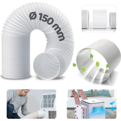 Tuyau d'évacuation portable pour climatiseurs, kit de tuyau mobile, diamètre 150 mm, raccord universel pour climatiseurs, déshumidificateurs et sèche-linge (1/5)