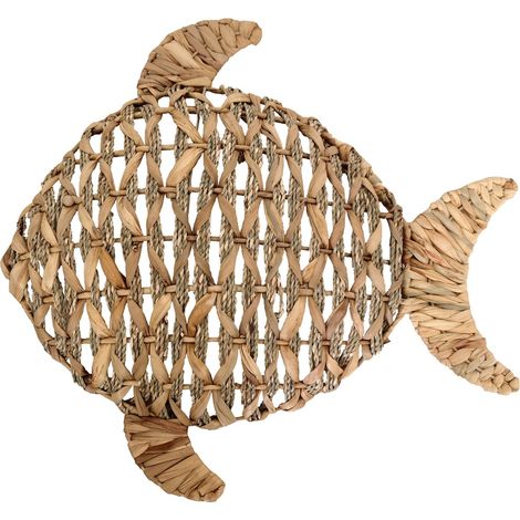 Wanddekoration in Fischform, handgefertigtes Wasserhyazinthen-Ornament, dekorative Figur für Zuhause und Büro (1/4)
