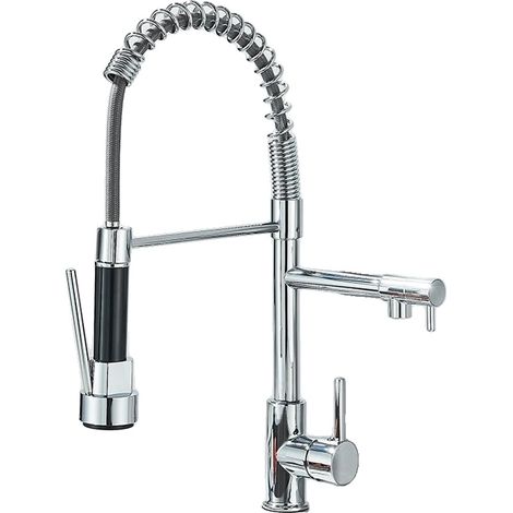 Grifo de cocina con rociador extraíble, giratorio 360 grados, cromado. (1/2)