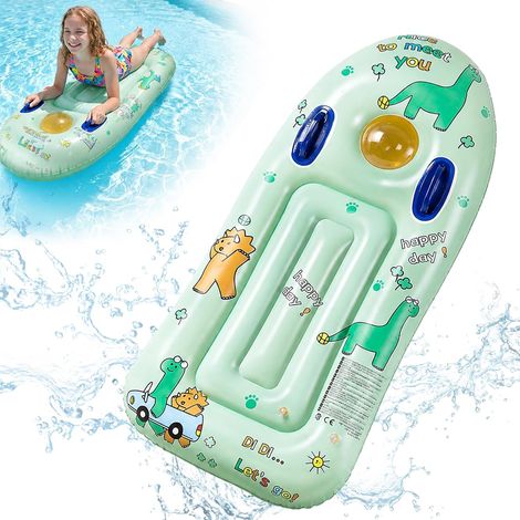 Matelas gonflable pour enfants, planche de natation gonflable, pour piscine, plage, mer, été (Dinosaure vert) (1/5)