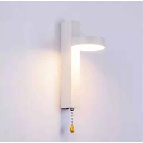Appliques murales Applique murale 9W Éclairage tricolore Luminaire mural sélectionnable avec interrupteur à tirette pour salon, chambres, escaliers, cuisinesn.Blanc-- (1/5)
