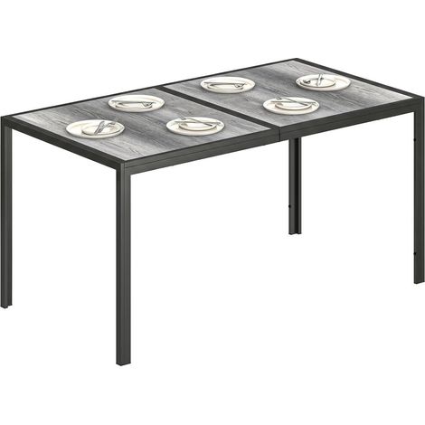 Pour vos repas en plein air, table extérieure 150x80x74 cm effet bois, 4-6 personnes, terrasse ou véranda (1/5)