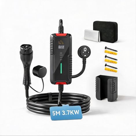 Chargeur voiture électrique noir-toned PC Type 2 3,7 kW 5 m en pC (1/5)