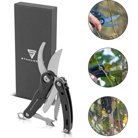 STAHLWERK Multitool 5 strumenti Coltello tascabile Strumento multifunzione Cesoie da giardino