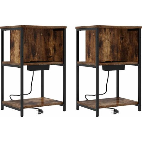 Maison Exclusive - Nachttisch 2 pcs Geräucherte Eiche 38 x 31 x 6