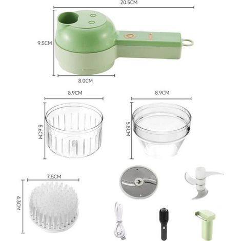 Hachoir électrique - Mini hachoir portatif - Plastique et acier inoxydable - Design contemporain - 1 pièce (1/4)