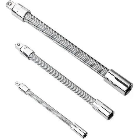 Kit de rallonge pour clé à chocs avec câble flexible (3 pièces) : câble flexible 1/4, 3/8 et 1/2 pouce, sangle d'extension, lampe torche et clé à chocs. (1/5)