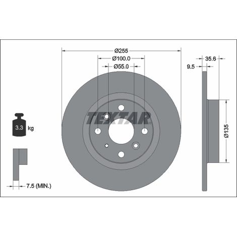Lot de 2 Disques de frein Textar 92338203 MAZDA DA9L26251 N24326251