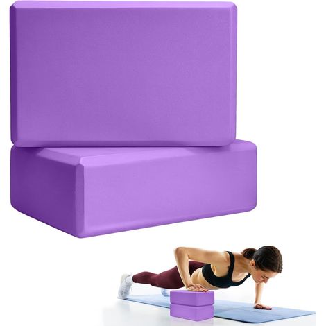 Lot 2 Briques yoga Blocs de Yoga stabilité EVA pour la méditation Yoga Pilates Soutenir et Renforcer les Poses(violette) (1/5)