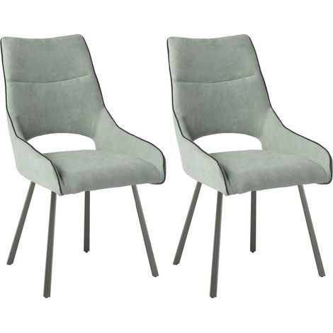 AMADO - Lot de 2 Chaises Tissu Coloris Vert d'Eau (1/4)