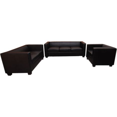 [NON UTILIZZATO] Salotto componibile lounge moderno elegante Lille M65 composizione 3-2-1 pelle nero (1/3)