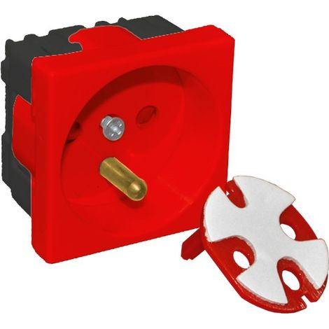 Toma eléctrica 45x45 con llave, roja - 2P+Z ALANTEC