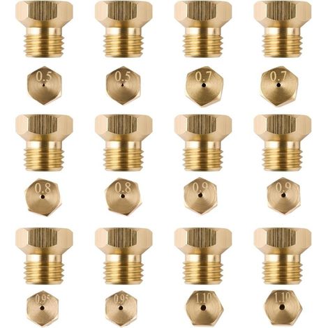 Gicleur Gaz Butane, Lot de 12 Bouteille Gicleur GPL Brûleur Injecteur de Gaz Ville Kit Conversion 0,5/0,7/0,8/0,9/0,95/1,1mm pour Cuisinière Plaque (1/5)