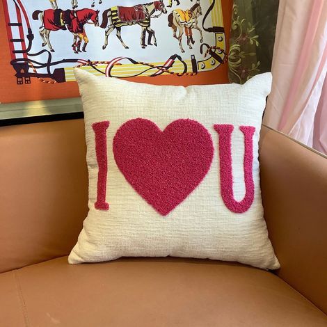 Housse De Coussin - Coeur Brodé - 45x45 Cm - Pour Canapé Ou Lit - Décoration Festive - 1 Pièce (1/5)
