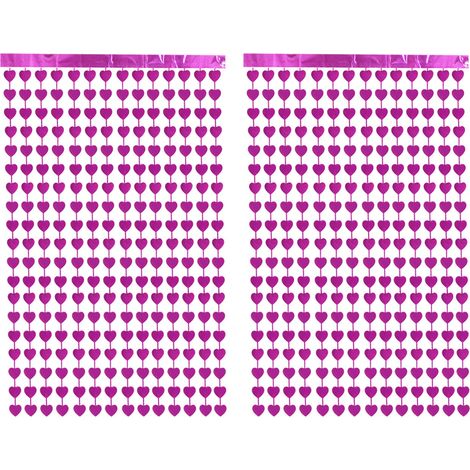 Rideau En Feuille Métallique En Forme De Cœur - Décoration De Fête Pour Anniversaire Mariage Ou Saint-Valentin - Lot De 2 (1/5)
